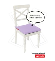 XPERMATE Fermuarlı Sandalye Minderi Su İtici Kumaş 40x40 cm Sünger Sandalye Minderi Bağcıklı (Lila)