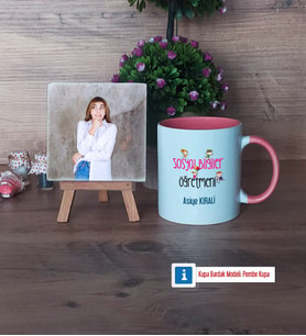 Sosyal Bilgiler Öğretmeni Fotoğraflı Dekoratif Taş, Kupa Bardak Beyaz Hediye (Model 6)