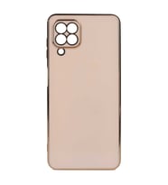 Samsung Galaxy M22 Kılıf Kenarları Gold Kamera Korumalı Renkli Pastel Silikon Açık Yeşil BARK (Rose - Gold)