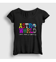 Presmono Kadın Sarı Astroworld V3 Travis Scott T-Shirt 44437tt (Siyah)