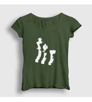 Presmono Kadın Sarı Pieces Chess Satranç T-Shirt 337893tt (Haki)