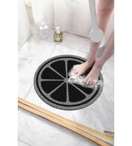 Yuvarlak Banyo Paspası Kaymaz Yumuşak Esnek  Paspas Islak Zemin Hijyenik Paspas (50x50 cm) (Gri)