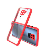 Xiaomi Redmi Note 9 Kılıf Kenar Renkli Sararmaz Şeffaf Kapak (Kırmızı)