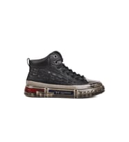 Beyaz Hakiki Deri Bilek Boy Erkek Sneaker 24K510-4 M (Siyah)