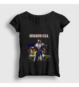 Presmono Kadın Beyaz invasion Chuck Norris T-Shirt 257251tt (Siyah)