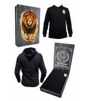 Galatasaray Orijinal Sweat Kapüşonlu Aslan Silüetli Özel Tasarım Ahşap Kutulu (Siyah-Sarı)