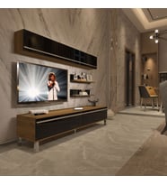 Decoraktiv Eko 5 Mdf Std Krom Ayaklı Tv Ünitesi Tv Sehpası (Pera - Siyah)