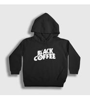Presmono Unisex Çocuk Beyaz Black Coffee Hediye Filtre Kahve Kapüşonlu Sweatshirt 506981tt (Siyah)