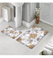Banyo Halısı Ikili Klozet Takımı Kaymaz Tabanlı (60 xm x 100 cm + 40 cm x 60 cm)  (Turuncu)