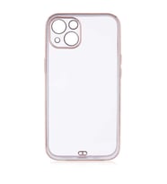 Uyumlu Model Apple iPhone 13 Kılıf Köşeli Gold Şeffaf Kapak (Beyaz)
