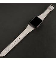 vagave Apple Watch Kadın Klasik Deri Kordon İsme Özel 3-4-5-6-7 / 38-40-41mm (Beyaz)
