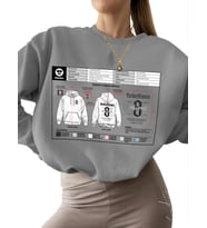 bisiklet yaka unisex Sweatshirt kadın Bej 3 iplik şardonlu Enigma mockup sayfası (techpack) Baskılı (Gri)