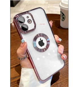 iPhone 11 Kılıf Köşeleri Renkli Şeffaf Kamera Korumalı Silikon Luxury Kapak (Rose)
