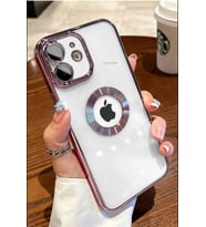 iPhone 11 Kılıf Köşeleri Renkli Şeffaf Kamera Korumalı Silikon Luxury Kapak (Rose)