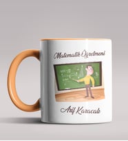 Kişiye Özel Matematik Öğretmeni Tasarımlı Siyah Renk Kupa 2 (Turuncu)
