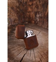 El Yapımı Hakiki Deri Kılıflı Zippo Çakmak (Camel)