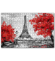 Cakapuzzle Eyfel Kulesi ve Kırmızı Yapraklı Ağaçlar  Puzzle Yapboz MDF (Ahşap) (1000 Parça)