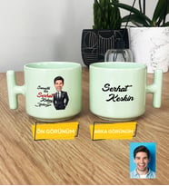 Kişiye Özel Karikatürlü Kolay Yetişmiyor Hediye Pastel T Kupa Erkek Sevgiliye Abiye Babaya Doğum Günü Hediyesi (Yeşil)