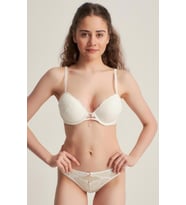 Le Jardin 5040-B Destekli-Balenli Slikonlu Taşlı Sütyen Takımı (Ekru)