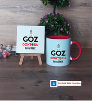 Göz Doktoru Dekoratif Taş, Kupa Bardak Kırmızı Hediye Tıp Bayramı Hediyesi (Model 1)