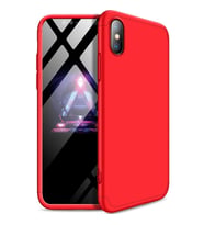 Apple iPhone X Max / XS Max GKK Kılıf 360 Derece Tam Koruma (Kırmızı)