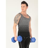 Sporcu Gym Seamless Dikişsiz T-shirt (Gri)