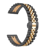 Samsung Galaxy Watch 42mm Kordon 20mm Şeritli Metal Kordon 36 (Siyah-Rose Gold)