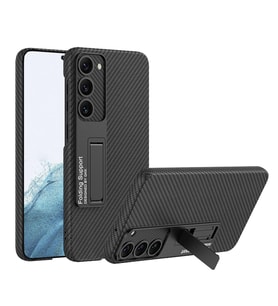 Galaxy S23 Kılıf Zore Kıpta Standlı Kılıf (Karbon)