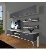 Decoraktiv Eko 5 Mdf Dvd Retro Tv Ünitesi Tv Sehpası (Beyaz - Antrasit)