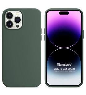 Microsonic Apple iPhone 15 Pro Kılıf Liquid Lansman Silikon Mor (Yeşil)