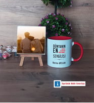 Sevgiliye Hediye Fotoğraflı Dekoratif Taş, Kupa Bardak Beyaz Hediye (Model 2)