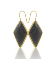 Kadir Jewellery 22 Ayar Altın Kaplama Vintage Küpe -El İşçiliği Ve Hipoalerjenik Küpe (Siyah)