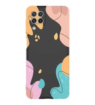 PrintiFy Samsung Galaxy M32 Uyumlu Lansman Kılıf Karışık Renkler Tasarımlı İçi Kadife Kapak (Siyah)