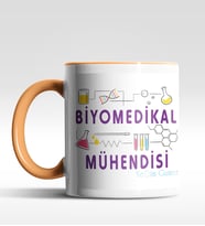 Kişiye Özel Biomedikal Mühendisi Tasarımlı Siyah Kupa (Beyaz-Turuncu)