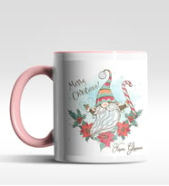 Kişiye Özel Gnome Cüce Tasarımlı Siyah Kupa (Pembe)
