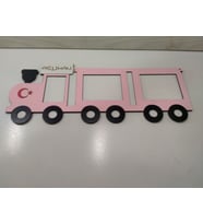 Çerçeve Çocuk Odası için Tasarım 3 fotoğraflık kişiye özel İsim ve renk (Pembe)
