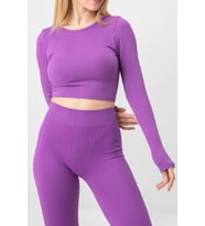 DoReMi Seamless Uzun Kollu Fitilli Büstiyer (Mor)