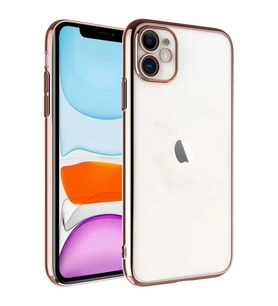 Apple iPhone 11 Kılıf Renkli Çerçeveli Zore Riksos Silikon Kılıf (Rose)