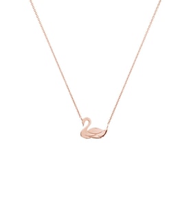 Kişiye Özel 925 Ayar Gümüş Kuğu Kolye (Rose)