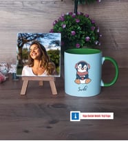Tatlı Penguen Fotoğraflı Dekoratif Taş, Kupa Bardak Beyaz Hediye (Model 14)