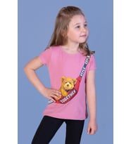 Toontoy Kız Çocuk Çanta Baskılı Tişört (Gül Kurusu)