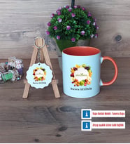 Diyetisyen Kupa Bardak Kırmızı ve Ahşap Anahtarlık Hediye (Model 12)