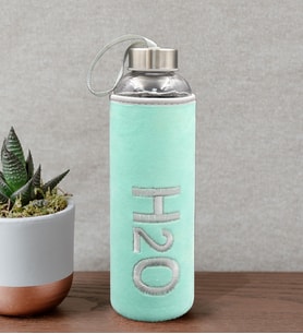 Peluş Kılıflı 600ml Cam Matara (Yeşil)