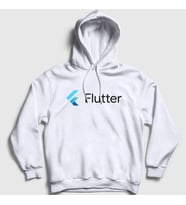 Presmono Unisex Beyaz Logo Flutter Yazılım Programlama Kapüşonlu Sweatshirt 442763tt (Beyaz)