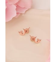 925 AYAR GÜMÜŞ MİNİMAL ÇİFT KEDİLİ HİLAL KÜPE (Rose)