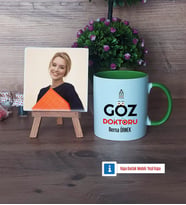 Göz Doktoru Fotoğraflı Dekoratif Taş, Kupa Bardak Beyaz Hediye Tıp Bayramı Hediyesi (Model 14)