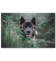 Cakapuzzle Akita Kahverengi Siyah Köpek Çam Yaprakları Puzzle Yapboz MDF (Ahşap) (1000 Parça)