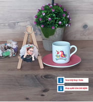 Unicorn Türk Kahvesi Fincanı Ahşap Altlıklı ve Fotoğraflı Ahşap Anahtarlık Hediye (Model 6)