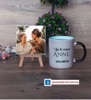 Anneye Doğum Günü Hediyesi Fotoğraflı Dekoratif Taş, Kupa Bardak Beyaz Hediye (Model 9)