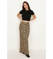 Kadın Leopar Desenli Maxi Etek (Desenli)